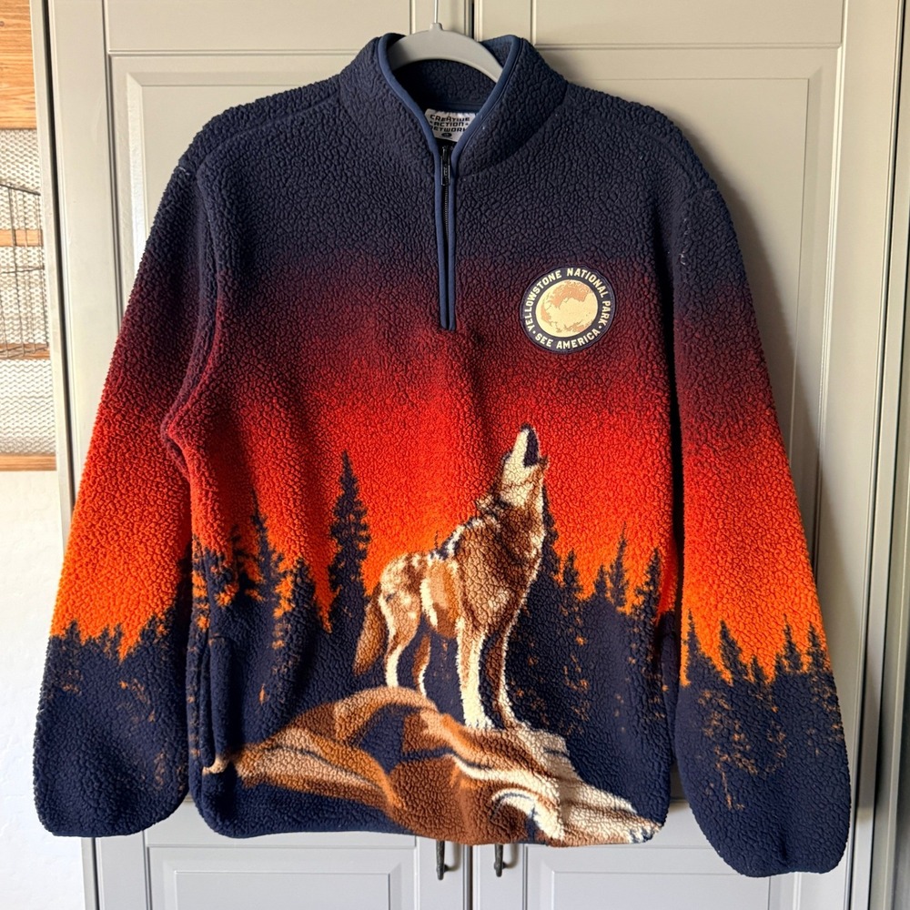 Creative Action Network Youth Yellowstone Wolf 1/4 Fleece Pullover, Multi, 18